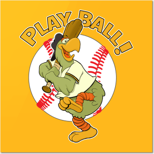 Play Ball! Pirate Baseball Mascot Pirate Parrot Posters and Art